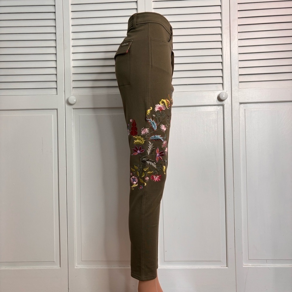 MATILDA JANE Embroidered Floral Olive Scouts Honor Pants Size L - Picture 4 of 9